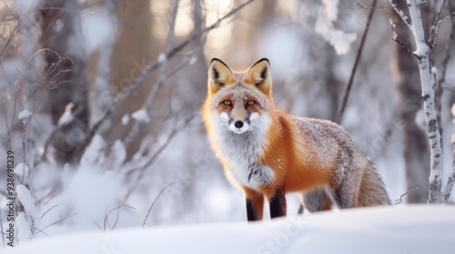 Red Fox in Snowy Forest