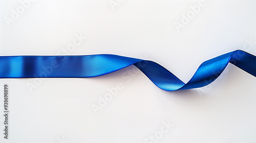 A blue straight line ribbon over a white background, round ribbon