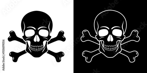 Silhouette skull and crossbones tattoo illustration