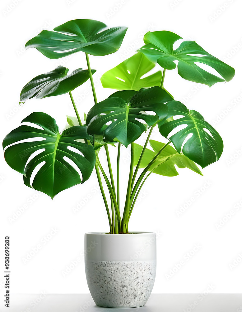 Cut out of an isolated monstera plant in a pot for decoration Cut out of an isolated monstera plant in a pot for decoration