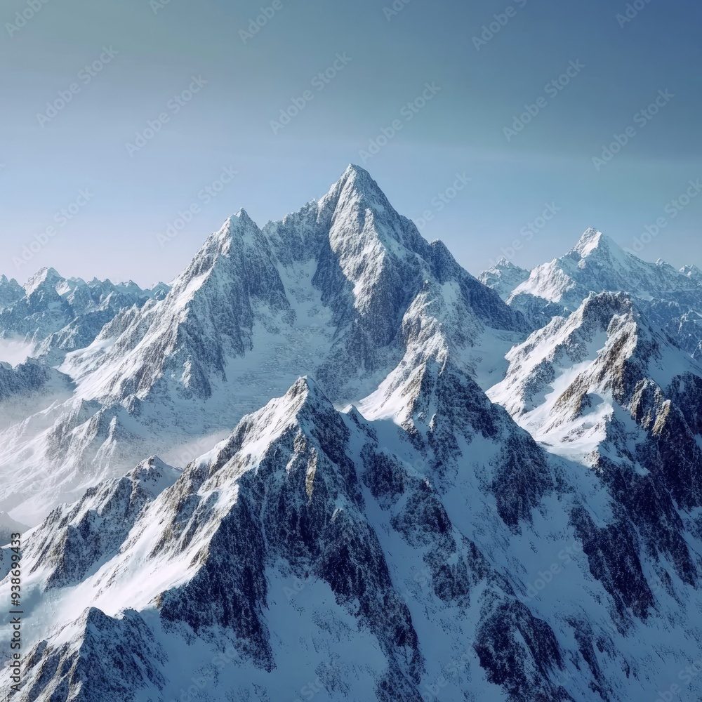 Obraz premium A beautiful sky and majestic mountain peaks capped in snow