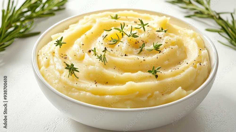 Close-up of creamy mashed potatoes with rich gravy traditional home-cooked dish Close-up of creamy mashed potatoes with rich gravy traditional home-cooked dish