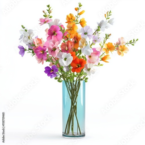 Wallpaper Mural Snapdragons in a tall vase, colorful and vibrant, isolated on white, 3D illustration Torontodigital.ca