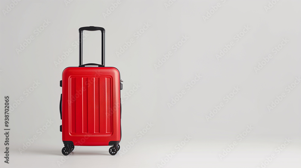 A luxurious red luggage bag with chrome accents on a white background, travel bag A luxurious red luggage bag with chrome accents on a white background, travel bag