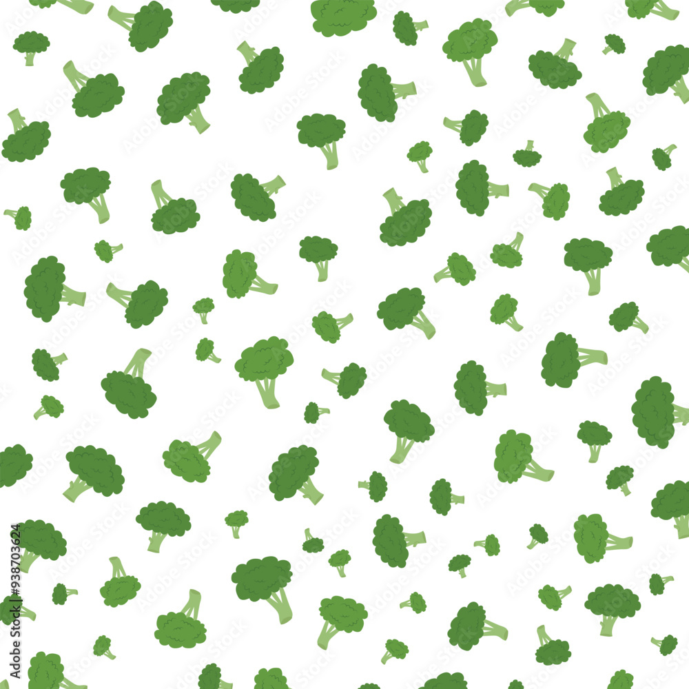 Fototapeta premium Hand drawn Brocoli pattern background vector design, flat illustration.