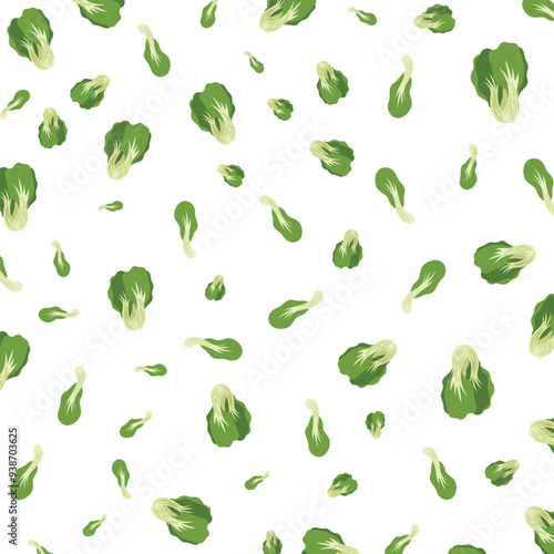 Hand drawn Bok choy pattern background vector design, flat illustration.