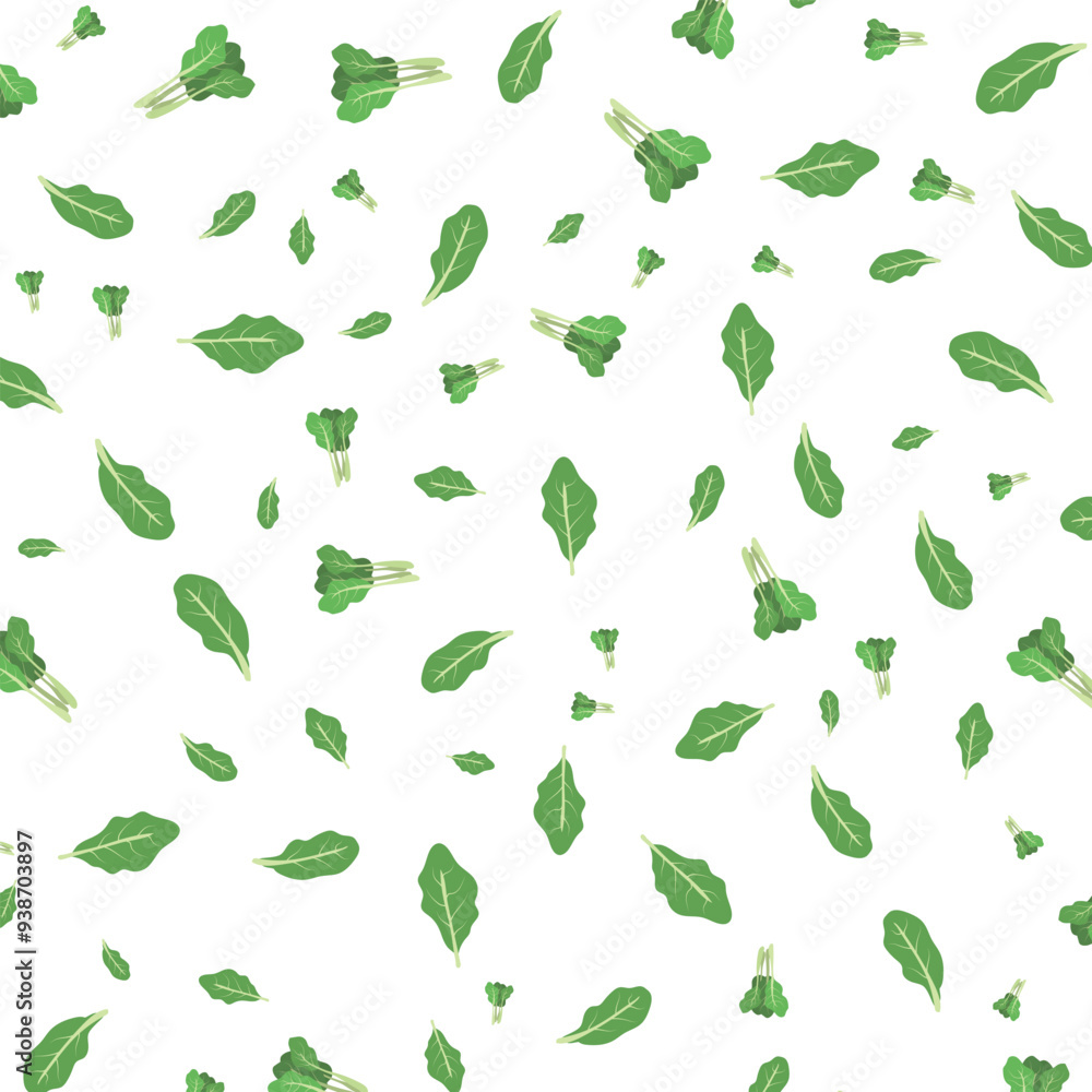 Hand drawn Spinach pattern background vector design, flat illustration. Hand drawn Spinach pattern background vector design, flat illustration.