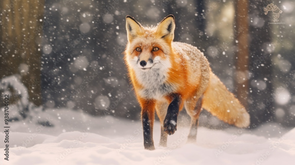 Red Fox Walking in Snow Red Fox Walking in Snow