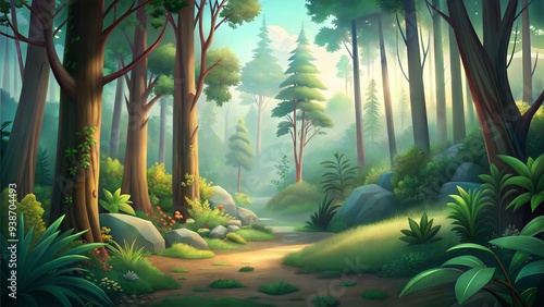 a temperate forest environment illustration background photo