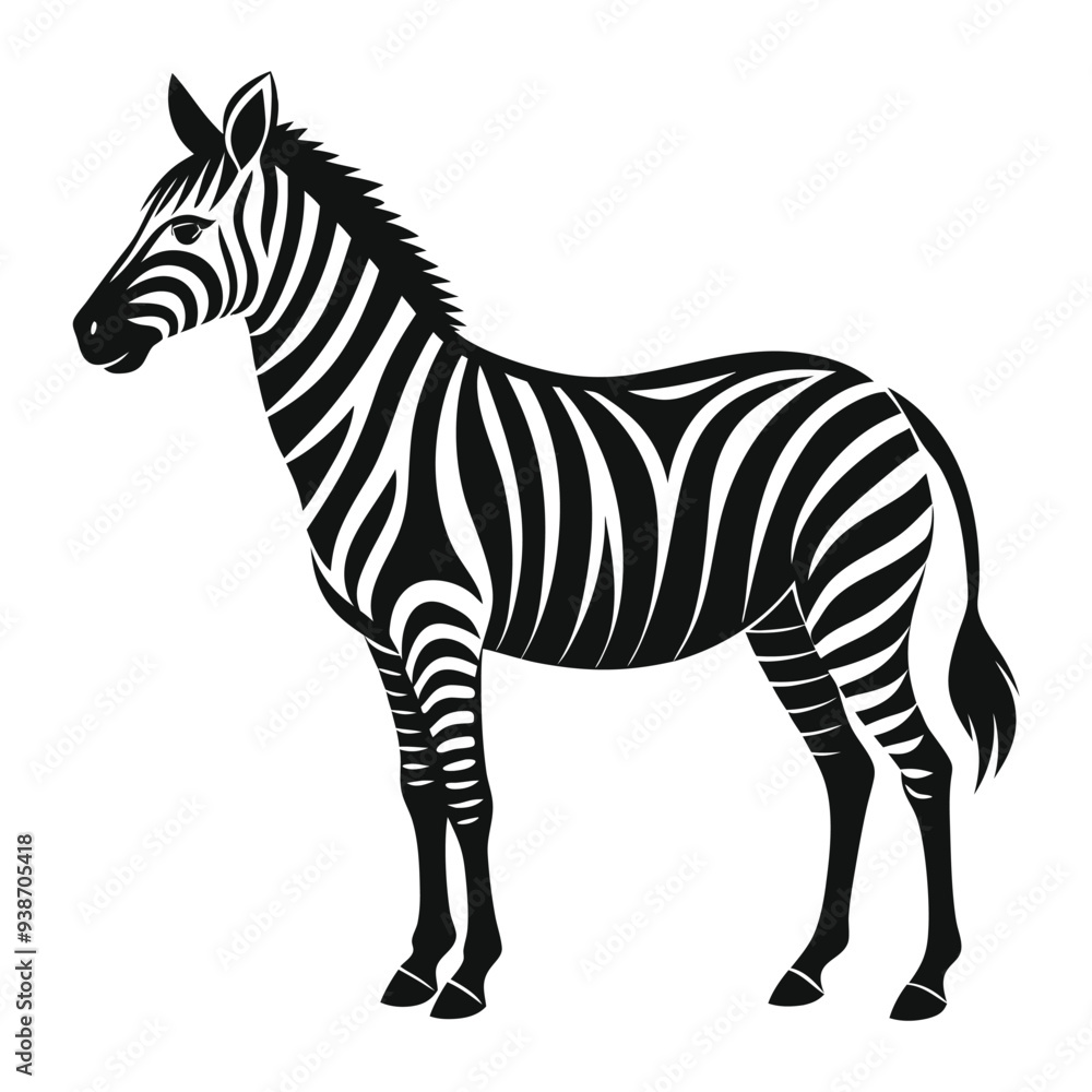 Fototapeta premium Stylized Vector Silhouette of a Zebra on a White Background