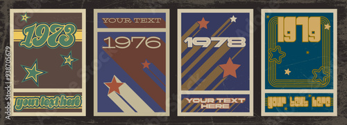 1970s Backgrounds, Retro Party Posters Template, 70s Colors and Shapes, Grunge Texture