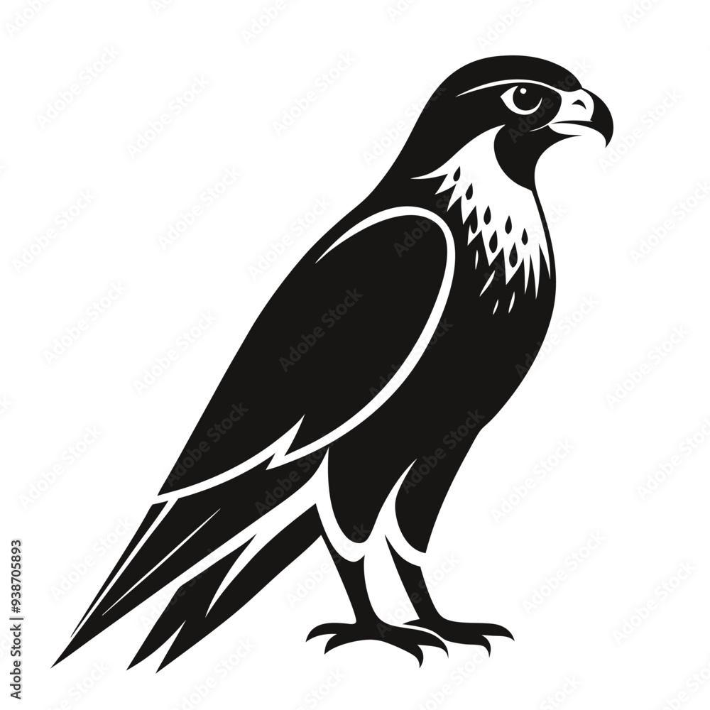 Falcon Silhouette Vector Design on a White Background Falcon Silhouette Vector Design on a White Background