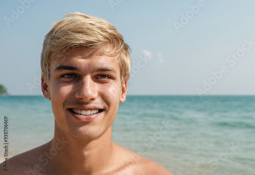 attractive young man with b...