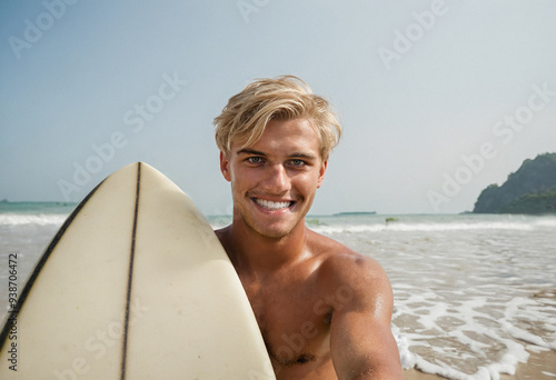 attractive young man with b...