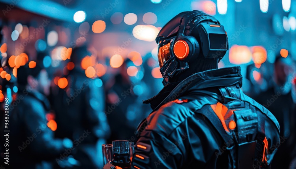 A futuristic soldier in a neon-lit urban setting, showcasing advanced technology and a striking sci-fi aesthetic. A futuristic soldier in a neon-lit urban setting, showcasing advanced technology and a striking sci-fi aesthetic.