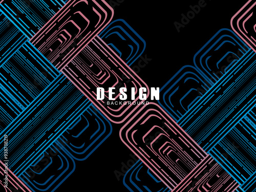 Futuristic abstract technology shining rainbow light lines with modern lines pattern black background. Vector minimal line background with text for social media covers, headers, etc.	