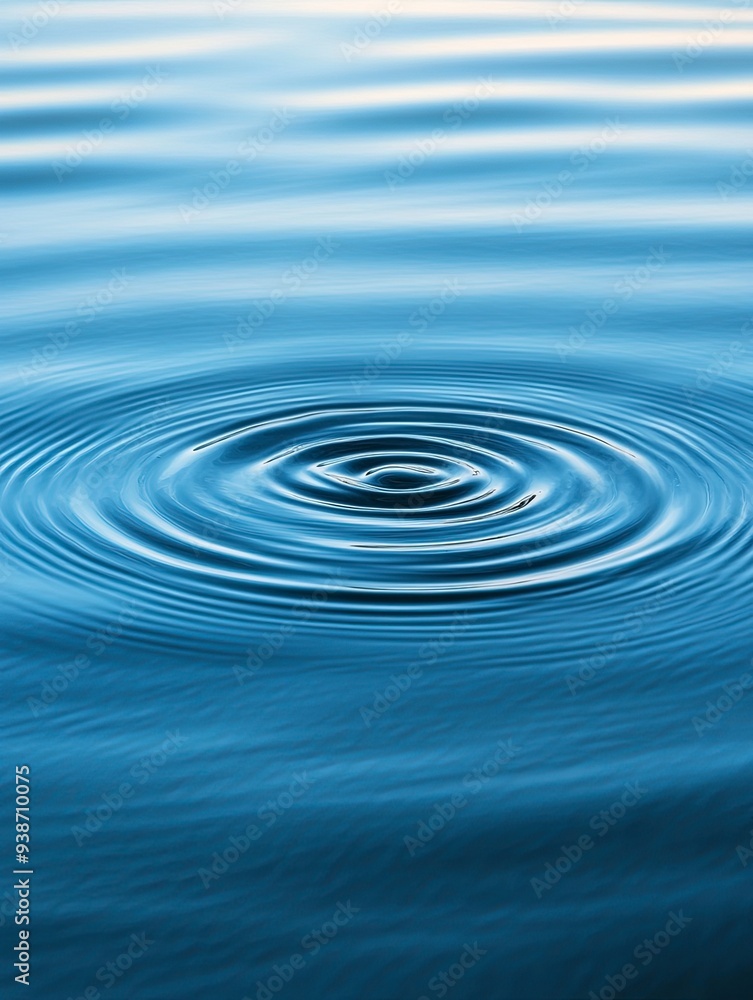 An artistic image capturing a single water ripple expanding under a gradient of blue hues, symbolizing calmness and tranquillity. Generative ai An artistic image capturing a single water ripple expanding under a gradient of blue hues, symbolizing calmness and tranquillity. Generative ai