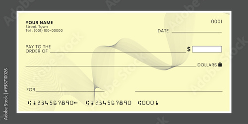 Blank bank cheque check voucher mockup template vector.