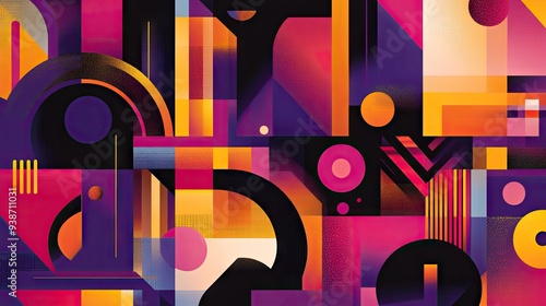 Abstract background with geometric shapes in a bold color palette, perfect for modern designs.