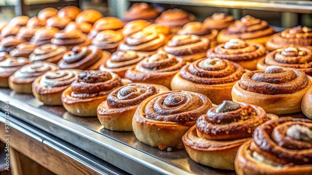 Freshly baked cinnamon rolls displayed in a bakery shop window, cinnamon rolls, bakery, delicious, sweet, pastries, baked goods Freshly baked cinnamon rolls displayed in a bakery shop window, cinnamon rolls, bakery, delicious, sweet, pastries, baked goods