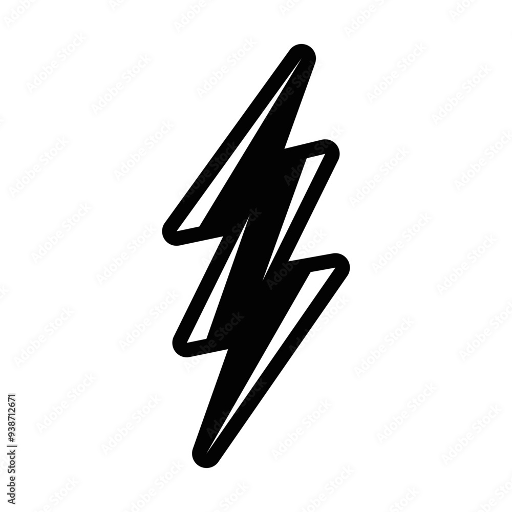 Icon Thunder Set Of Four Different Style Lightning Bolts with outline Icon Thunder Set Of Four Different Style Lightning Bolts with outline