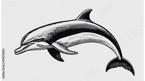 Dolphin Sketch Style Animal Fish