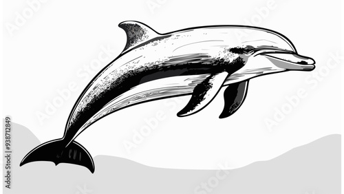 Dolphin Sketch Style Animal Fish