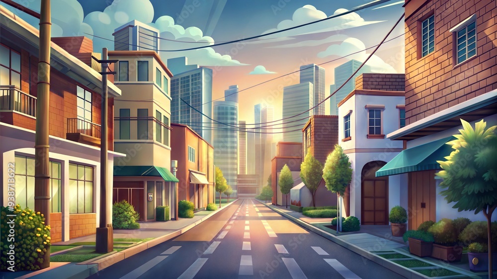 Fototapeta premium a city streets environment illustration background