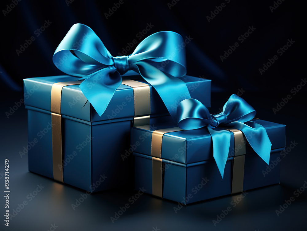 Dark black giftbox with black ribbon on dark background. Dark black giftbox with black ribbon on dark background.