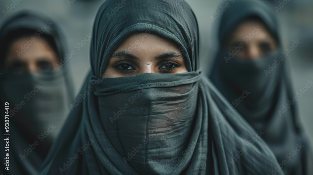 Modern Muslim woman wearing hijab stands confidently in an urban setting, exuding empowerment and diversity. Modern Muslim woman wearing hijab stands confidently in an urban setting, exuding empowerment and diversity.