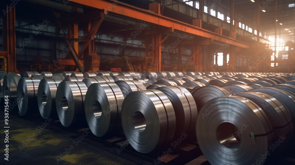 Steel Rolls in a Factory