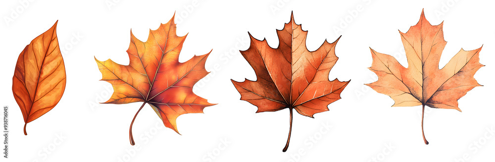 Autumn maple illustration, leaves isolated on a transparent PNG background, white background , cut out, clipping path, Generative Ai Autumn maple illustration, leaves isolated on a transparent PNG background, white background , cut out, clipping path, Generative Ai