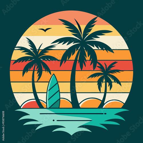 Summer t-shirt design bundle, summer beach vacation t-shirts, summer surfing t-shirt vector design