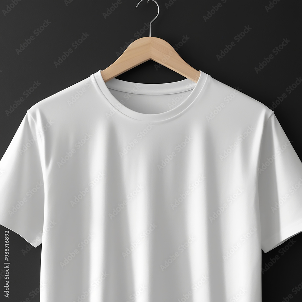 A 3d plain t-shirt against a white wall. The t-shirt is a simple, classic design with a crew neck and short sleeves. A 3d plain t-shirt against a white wall. The t-shirt is a simple, classic design with a crew neck and short sleeves.