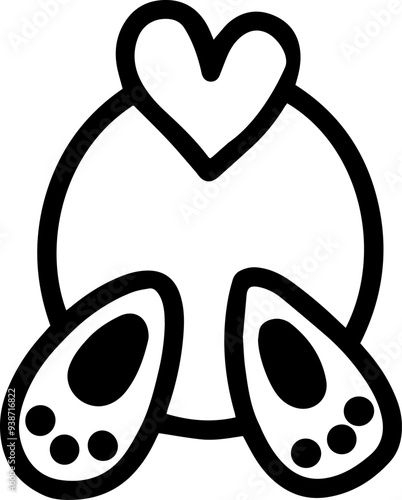 Cute bunny ass illustration in doodle style