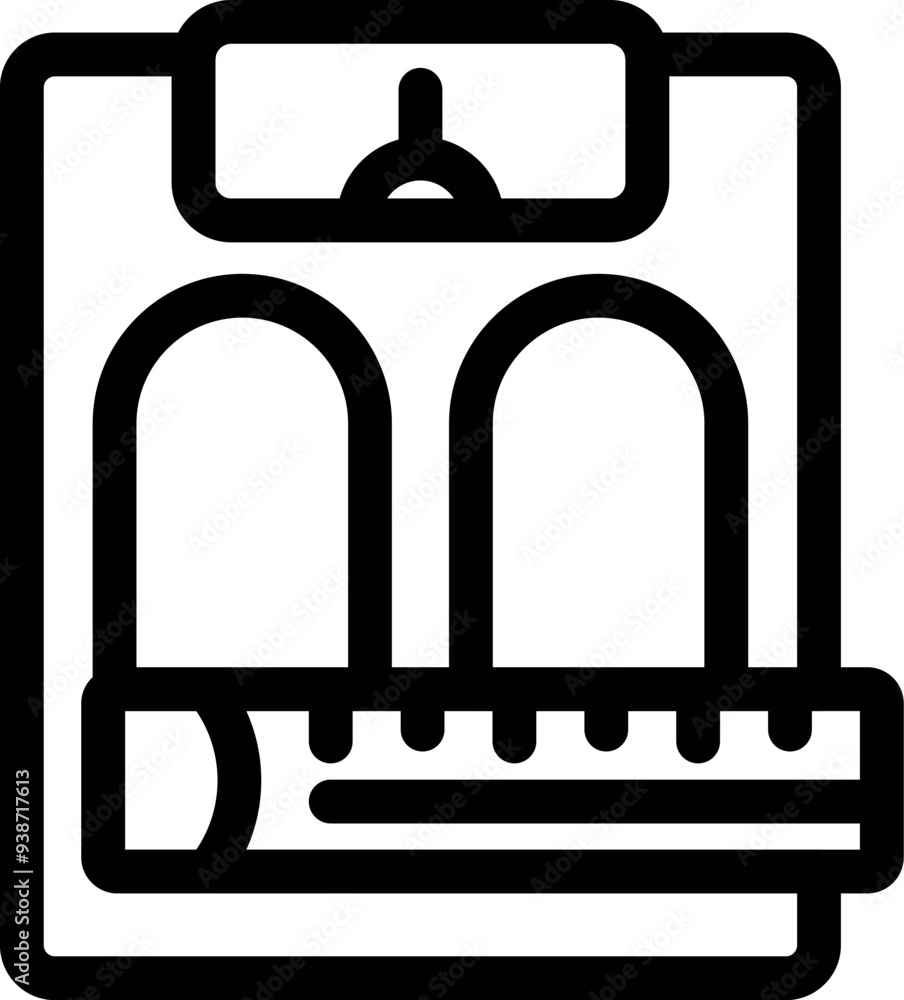 Bathroom scale icon representing weight loss journey, incorporating a measurement tape to symbolize progress and health goals Bathroom scale icon representing weight loss journey, incorporating a measurement tape to symbolize progress and health goals