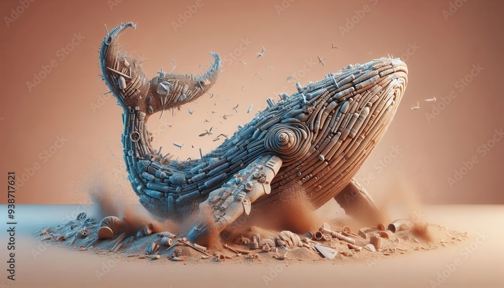 Fototapeta premium trash whalle in sand splash