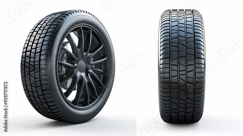 side and front view of a car wheel