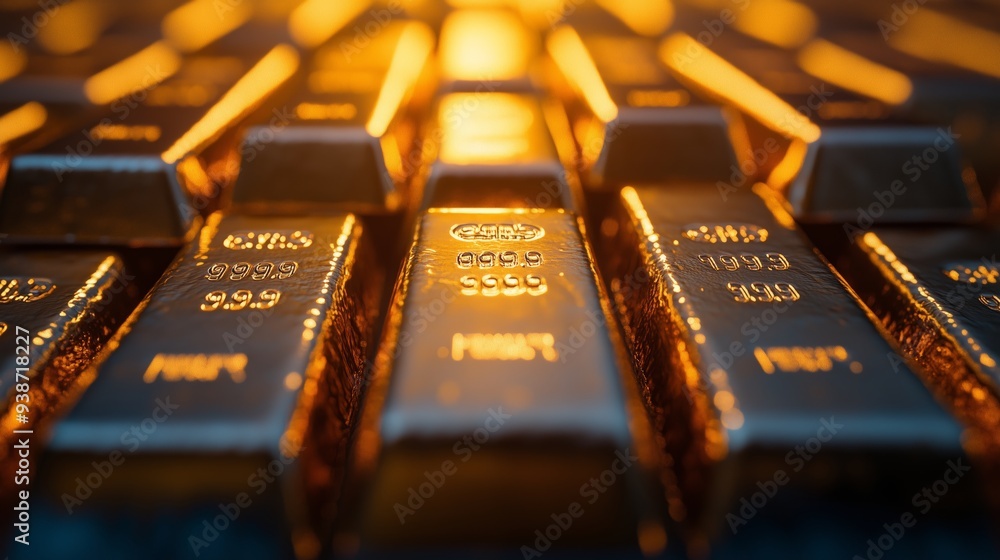 Stacked Gold Bars with Glitter and Bokeh Background Stacked Gold Bars with Glitter and Bokeh Background