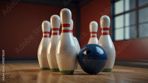 Bowling Pins Rendered in 3D - Detailed and Realistic Illustration photo