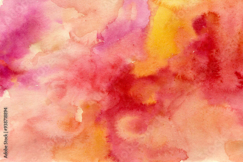 Pink-Yellow watercolor paper background texture