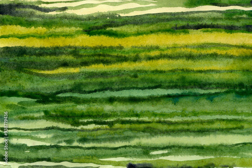 Striped green gradient watercolor paper background texture