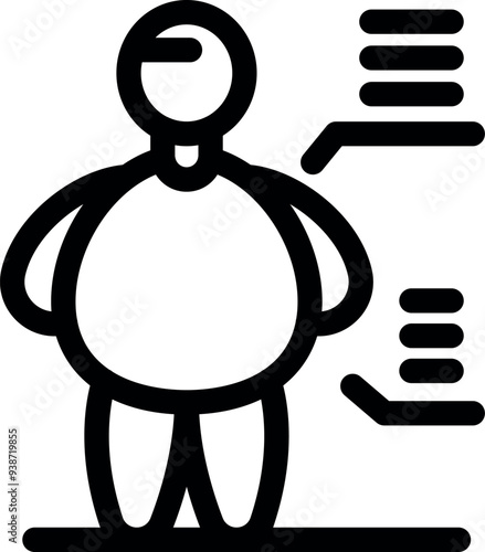 Overweight man suffering from obesity standing near scales trying to lose weight
