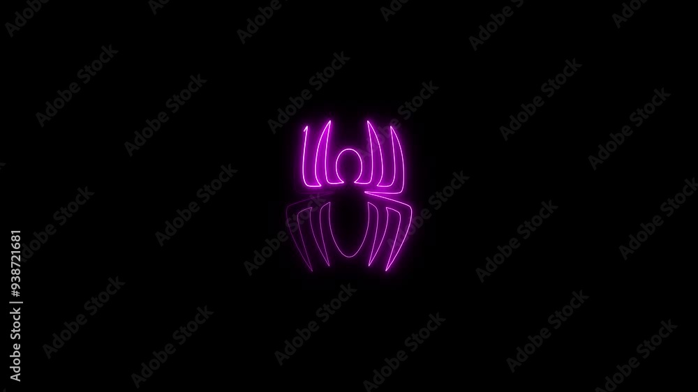 Glowing neon spider icon animation Glowing neon spider icon animation