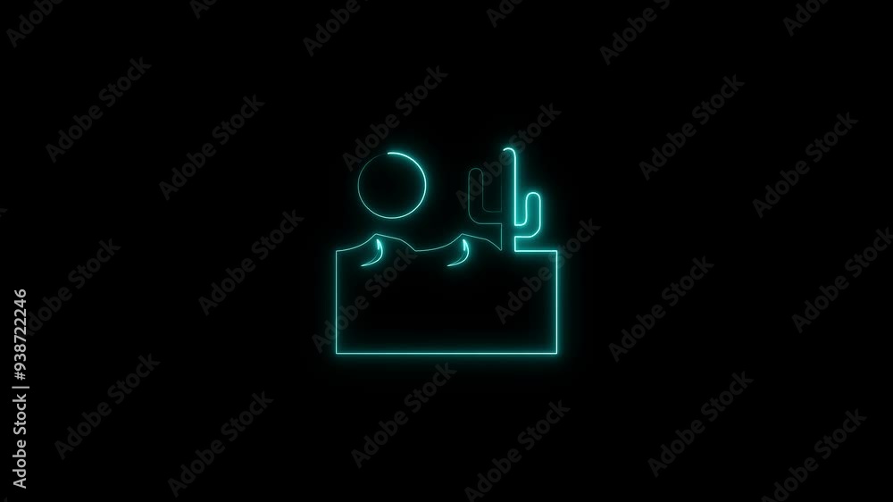 Neon Line Carton Cardboard Box Icon Isolated On Black Background, Neon Line Carton Cardboard Box Icon Isolated On Black Background,