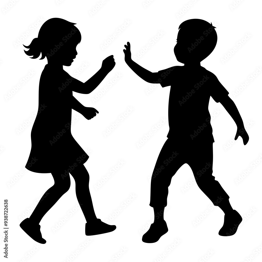 Obraz premium silhouettes of children playing vector illustration