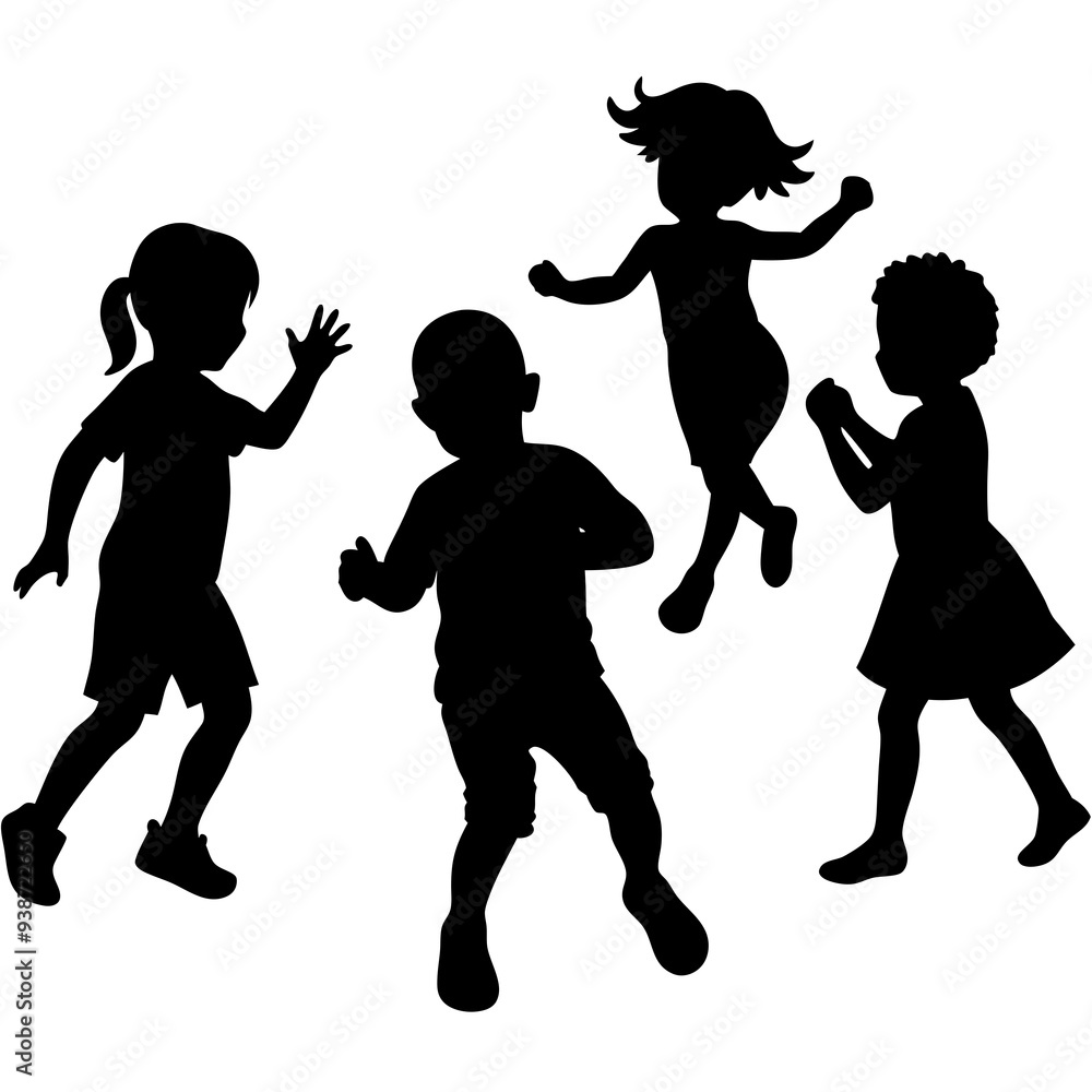 Fototapeta premium silhouettes of children playing vector illustration