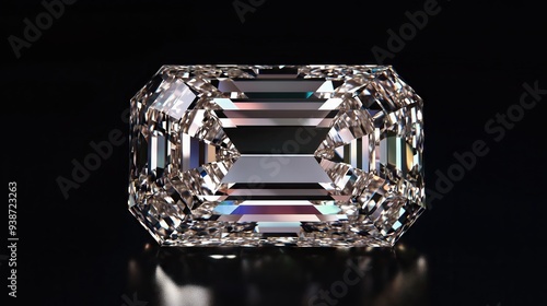 Diamond on a black background, Baguette cut