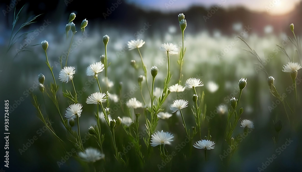 Background of white meadow cornflowers Background of white meadow cornflowers