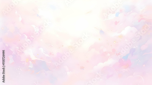 Dreamy Watercolor Cloudscape: Pink, Purple, and White Background